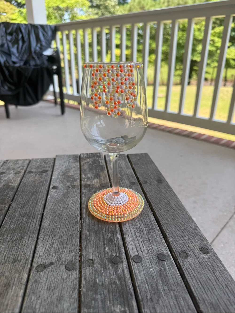 Rhinestoned Candy Corn Wine Glass